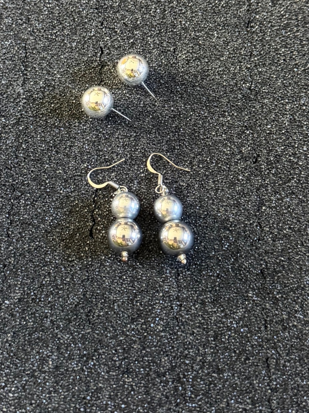Silver Tone Ball Earrings